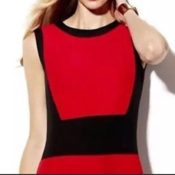 Vince Camuto Red Color Block Keyhole Back Dress - Picture 4 of 8